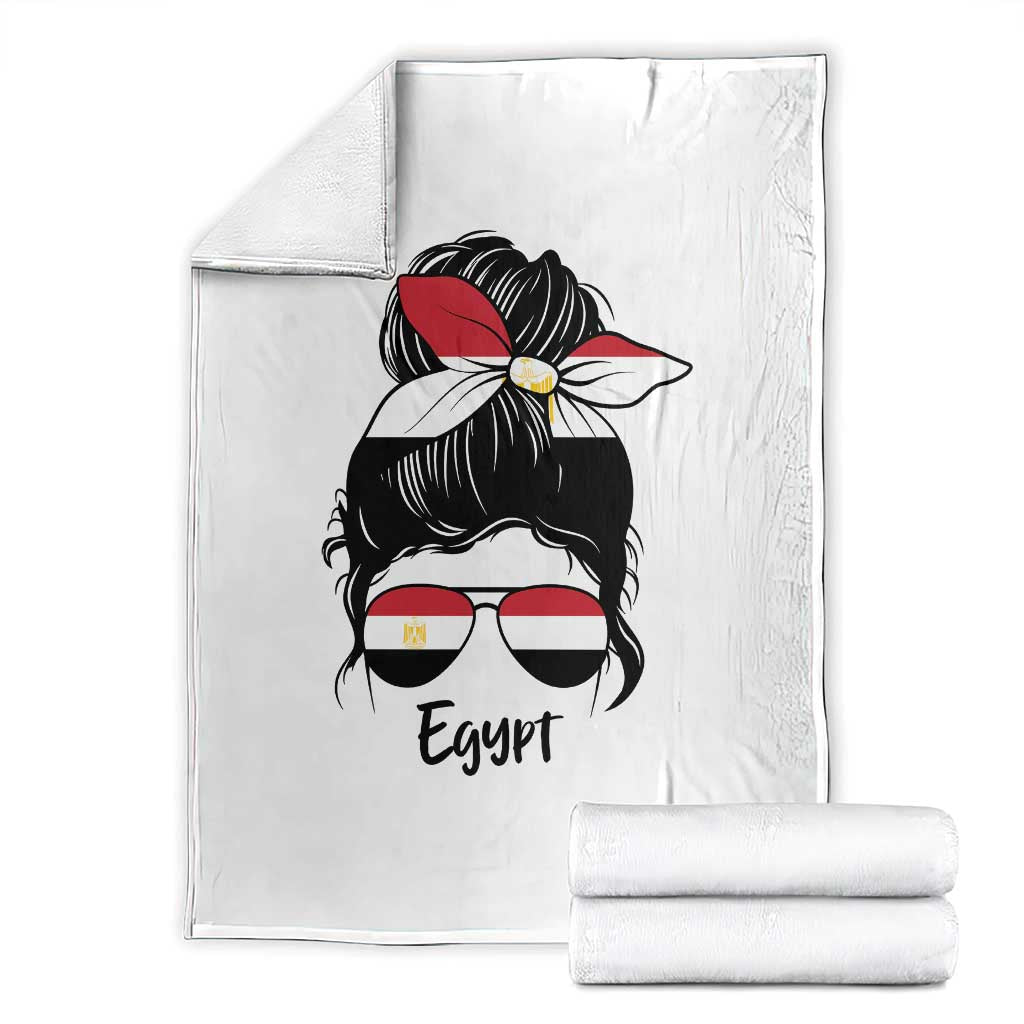 Egyptian Flag Messy Bun Girl Throw Blanket Patriotic Egypt Women TS02 White Print Your Wear