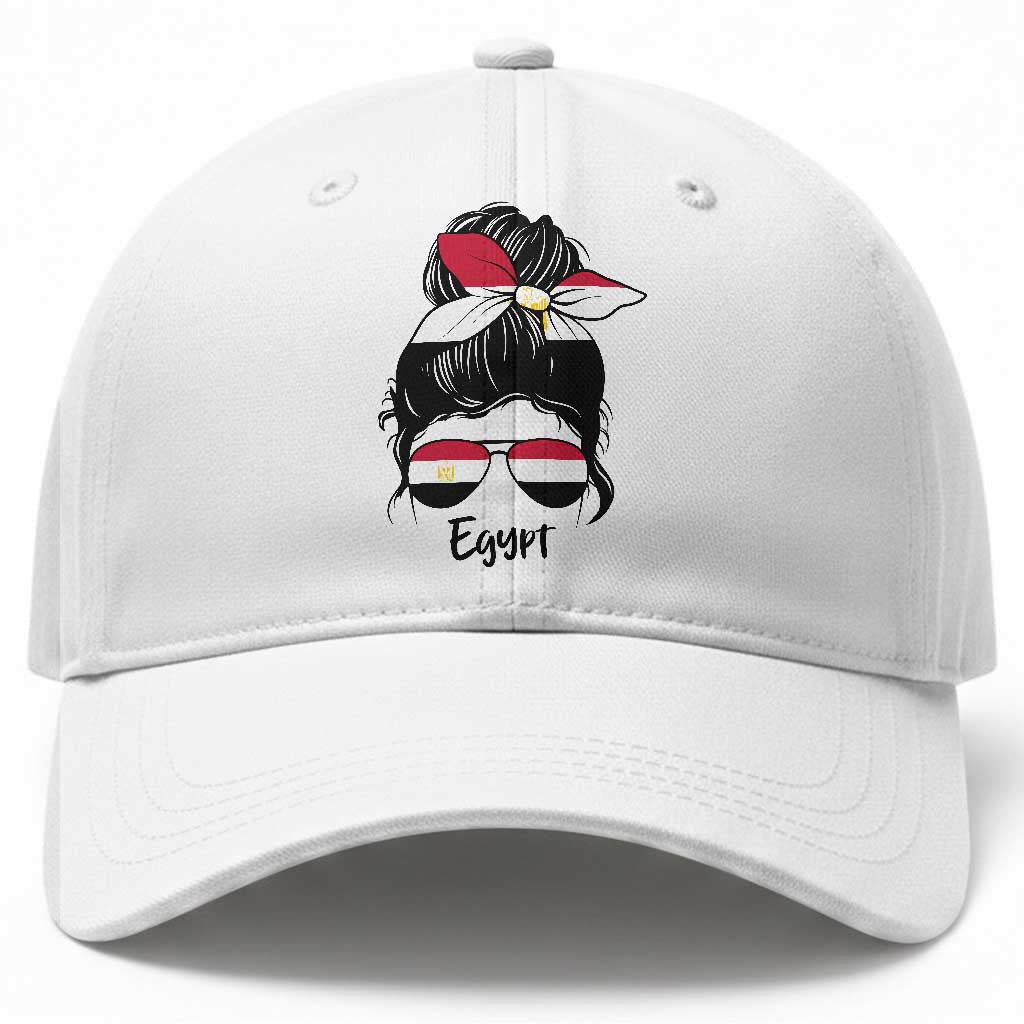 Egyptian Flag Messy Bun Girl Baseball Cap Patriotic Egypt Women TS02 Print Your Wear