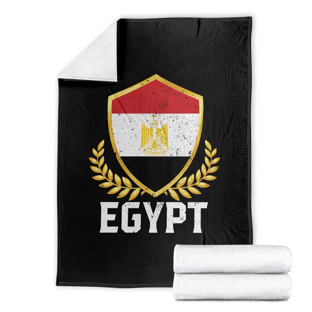 Egypt Coat of Arms Gold Shield Crest Throw Blanket Patriotic Egyptian Flag Heritage Pride TS02 Black Print Your Wear