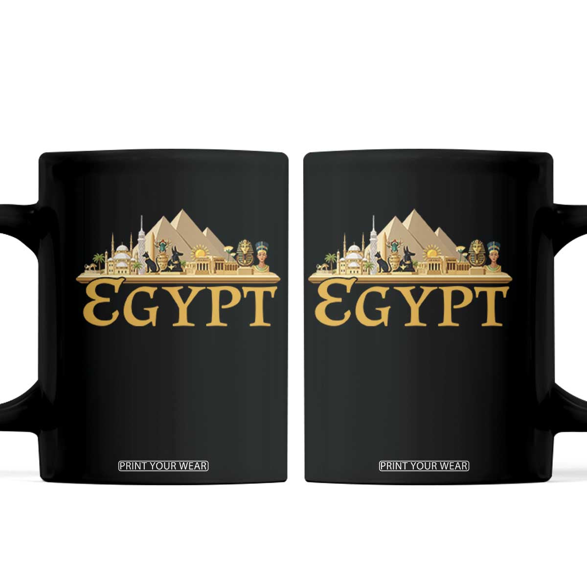 Ancient Egypt Pyramids Sphinx Graphic Coffee Mug Vintage Egypt Anubis History Buff Travel Souvenir TS02 Black Print Your Wear