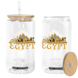 Ancient Egypt Pyramids Sphinx Graphic Glass Can Vintage Egypt Anubis History Buff Travel Souvenir TS02 Print Your Wear