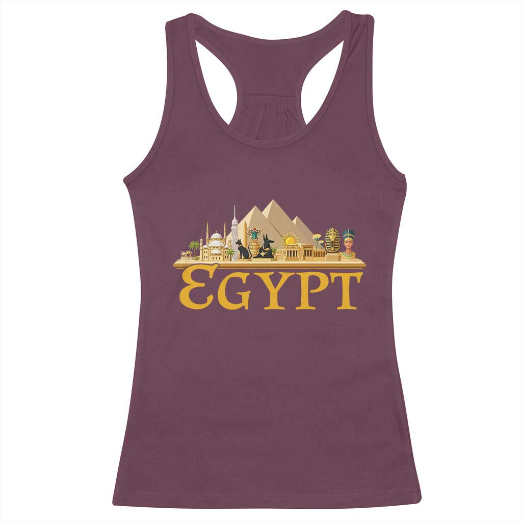 Ancient Egypt Pyramids Sphinx Graphic Racerback Tank Top Vintage Egypt Anubis History Buff Travel Souvenir TS02 Maroon Print Your Wear