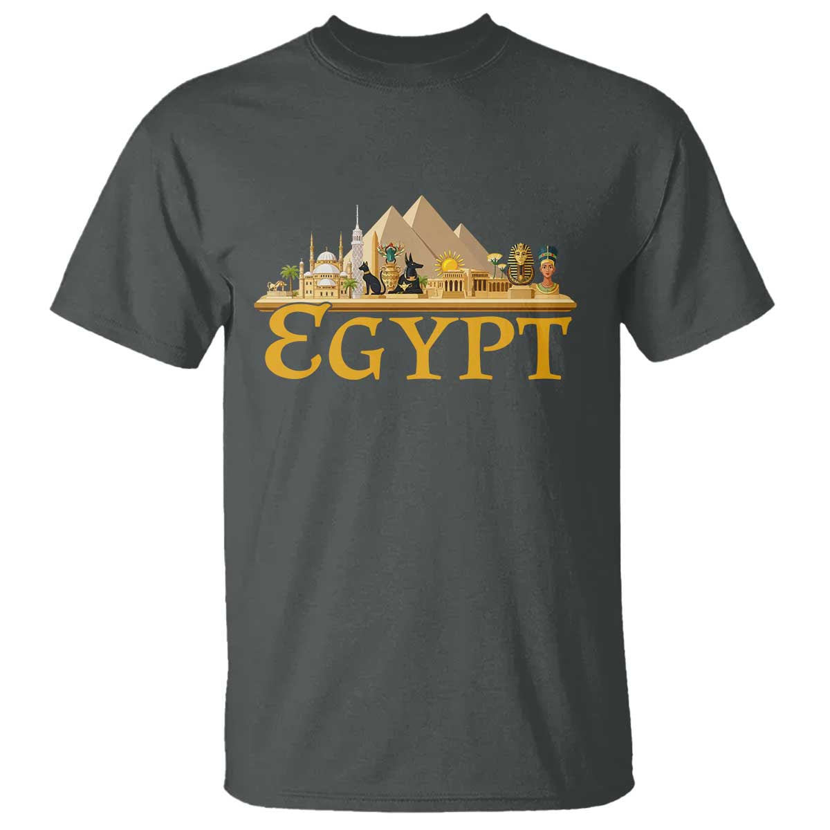 Ancient Egypt Pyramids Sphinx Graphic T Shirt Vintage Egypt Anubis History Buff Travel Souvenir TS02 Dark Heather Print Your Wear