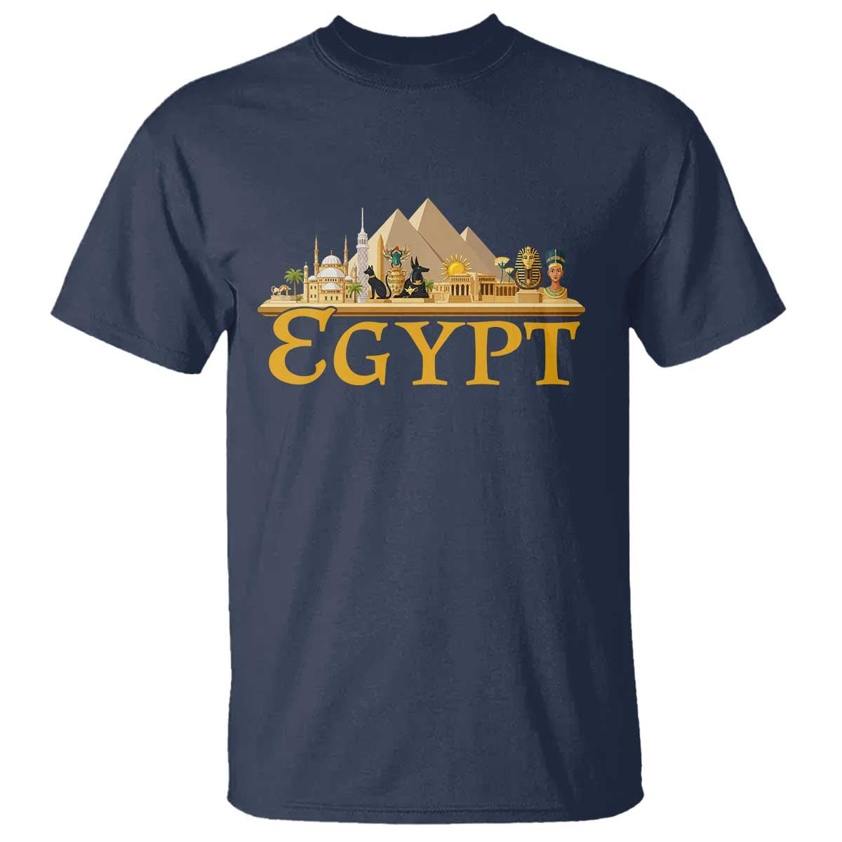 Ancient Egypt Pyramids Sphinx Graphic T Shirt Vintage Egypt Anubis History Buff Travel Souvenir TS02 Navy Print Your Wear