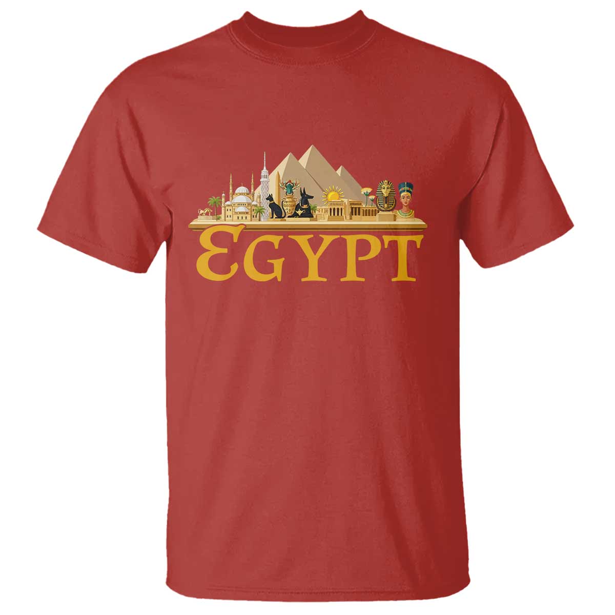 Ancient Egypt Pyramids Sphinx Graphic T Shirt Vintage Egypt Anubis History Buff Travel Souvenir TS02 Red Print Your Wear