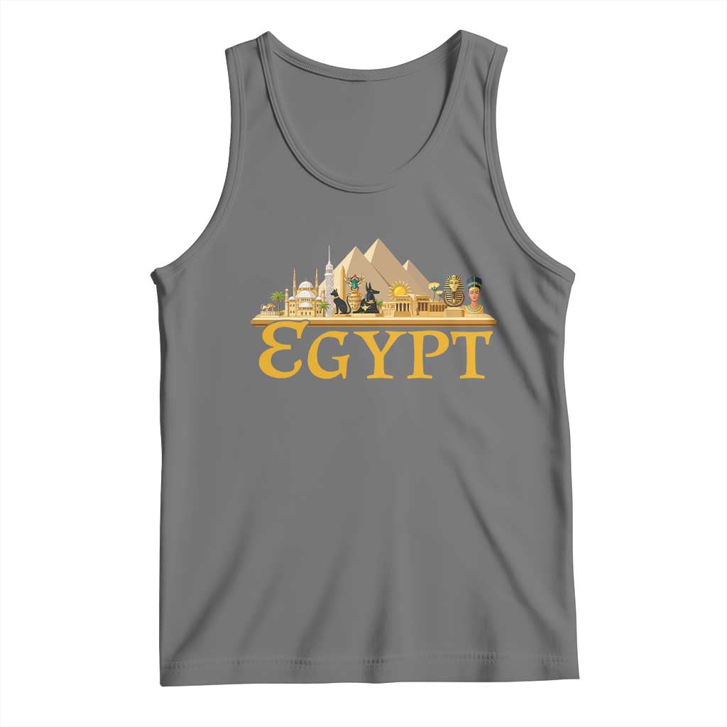Ancient Egypt Pyramids Sphinx Graphic Tank Top Vintage Egypt Anubis History Buff Travel Souvenir TS02 Black Heather Print Your Wear