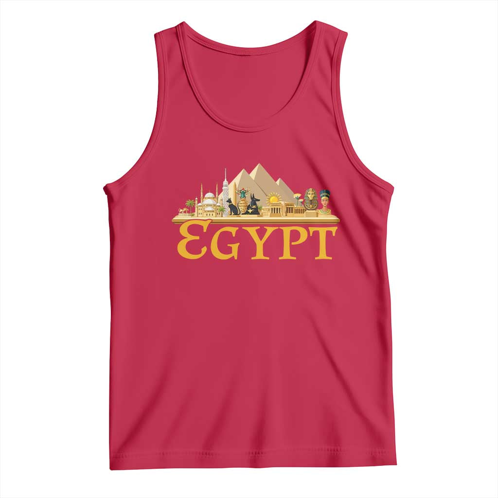 Ancient Egypt Pyramids Sphinx Graphic Tank Top Vintage Egypt Anubis History Buff Travel Souvenir TS02 Red Print Your Wear
