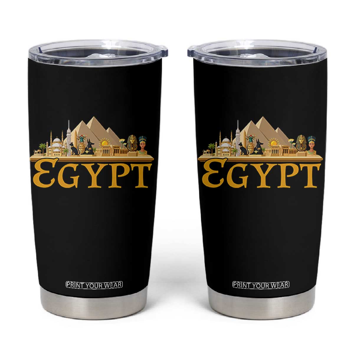 Ancient Egypt Pyramids Sphinx Graphic Tumbler Cup Vintage Egypt Anubis History Buff Travel Souvenir TS02 Black Print Your Wear