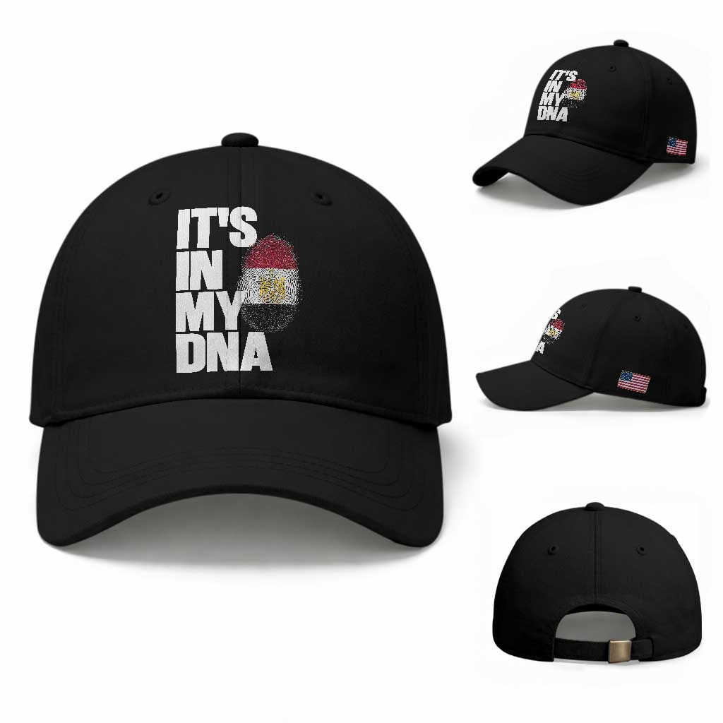 Egypt It's In My DNA Flag Fingerprint Graphic Baseball Cap Egyptian Heritage Pride Roots TS02 Baseball Cap Universal Fit Black Print Your Wear