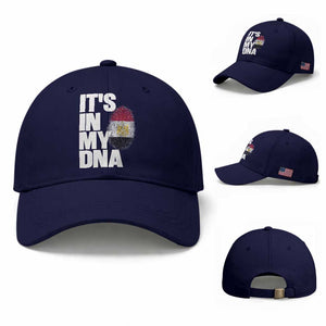 Egypt It's In My DNA Flag Fingerprint Graphic Baseball Cap Egyptian Heritage Pride Roots TS02 Baseball Cap Universal Fit Dark Blue Print Your Wear