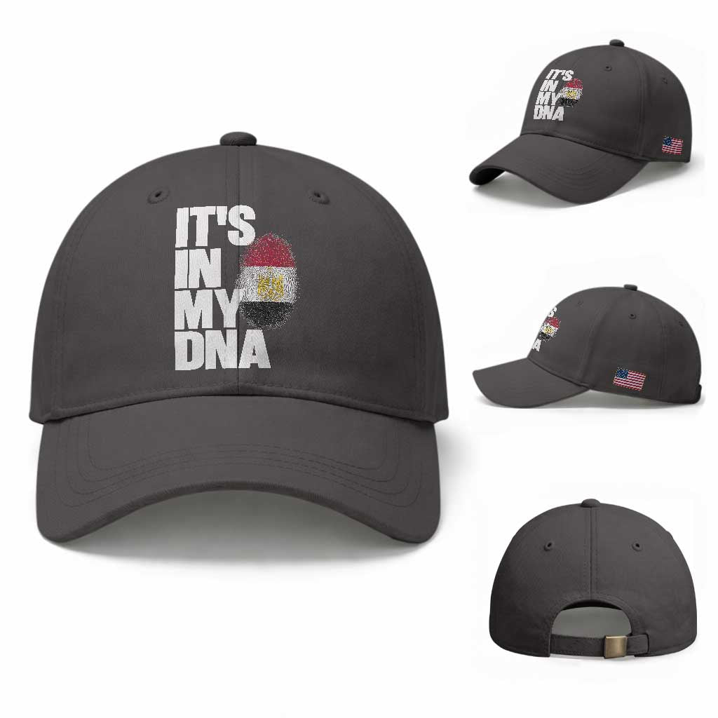 Egypt It's In My DNA Flag Fingerprint Graphic Baseball Cap Egyptian Heritage Pride Roots TS02 Baseball Cap Universal Fit Dark Gray Print Your Wear