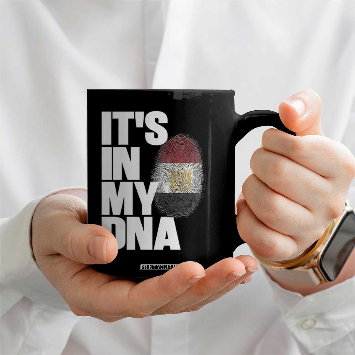 Egypt It's In My DNA Flag Fingerprint Graphic Coffee Mug Egyptian Heritage Pride Roots TS02 Print Your Wear