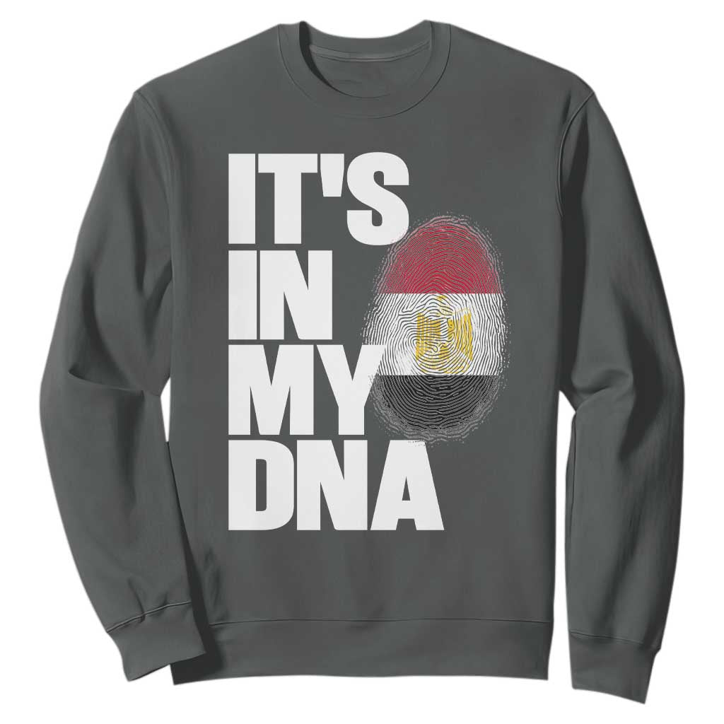 Egypt It's In My DNA Flag Fingerprint Graphic Sweatshirt Egyptian Heritage Pride Roots TS02 Dark Heather Print Your Wear