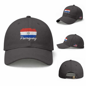 Vintage Paraguay Flag Paraguaya Heritage Pride Roots Baseball Cap TS02 Baseball Cap Universal Fit Dark Gray Print Your Wear