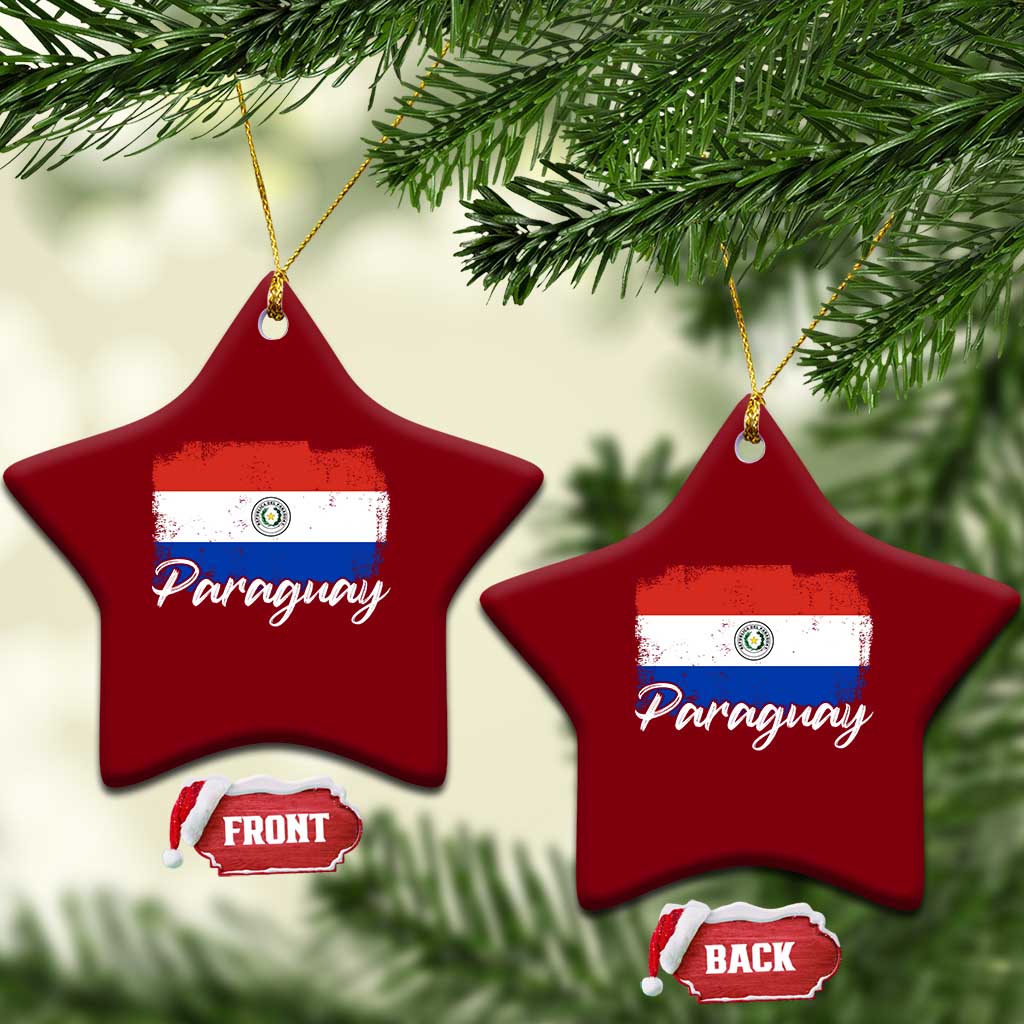 Vintage Paraguay Flag Paraguaya Heritage Pride Roots Ceramic Ornament TS02 Print Your Wear