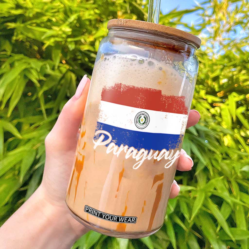 Vintage Paraguay Flag Paraguaya Heritage Pride Roots Glass Can TS02 Black Print Your Wear