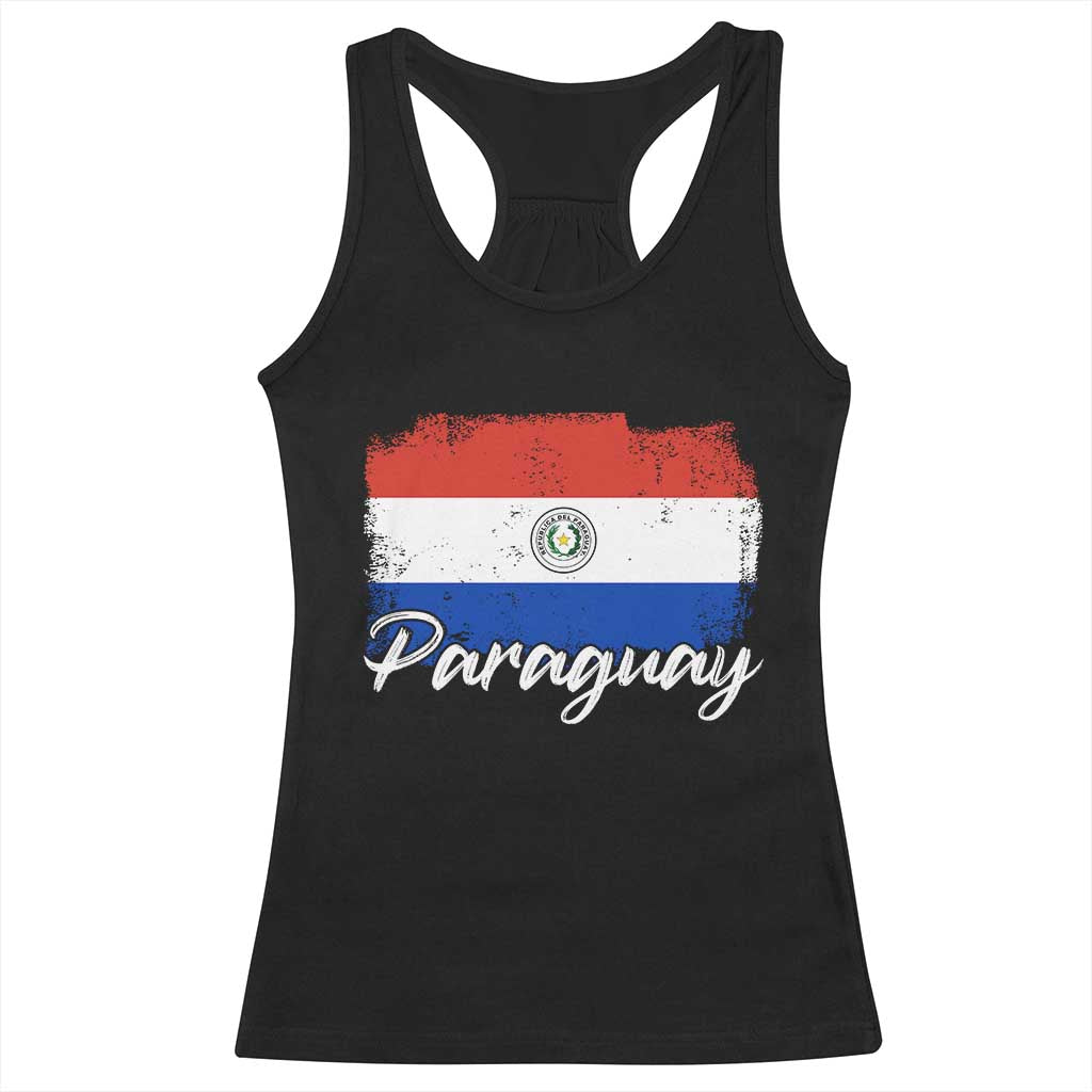 Vintage Paraguay Flag Paraguaya Heritage Pride Roots Racerback Tank Top TS02 Black Print Your Wear