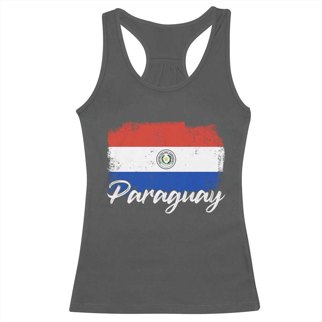 Vintage Paraguay Flag Paraguaya Heritage Pride Roots Racerback Tank Top TS02 Dark Heather Print Your Wear