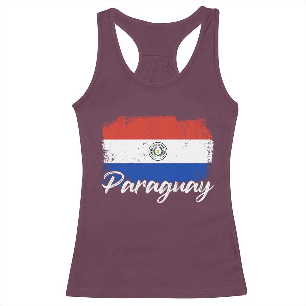 Vintage Paraguay Flag Paraguaya Heritage Pride Roots Racerback Tank Top TS02 Maroon Print Your Wear