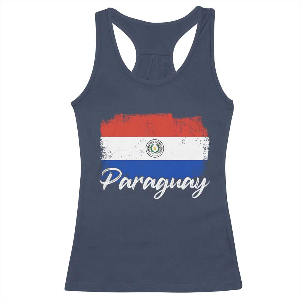 Vintage Paraguay Flag Paraguaya Heritage Pride Roots Racerback Tank Top TS02 Navy Print Your Wear