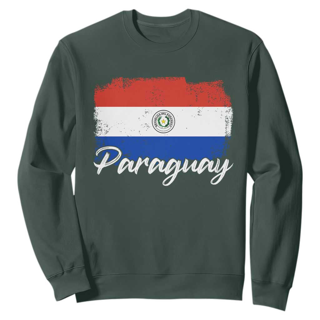 Vintage Paraguay Flag Paraguaya Heritage Pride Roots Sweatshirt TS02 Dark Forest Green Print Your Wear