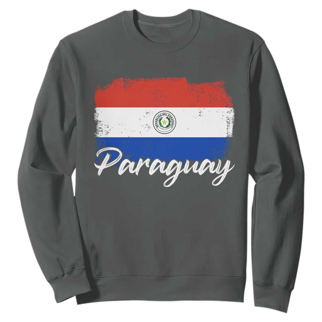 Vintage Paraguay Flag Paraguaya Heritage Pride Roots Sweatshirt TS02 Dark Heather Print Your Wear