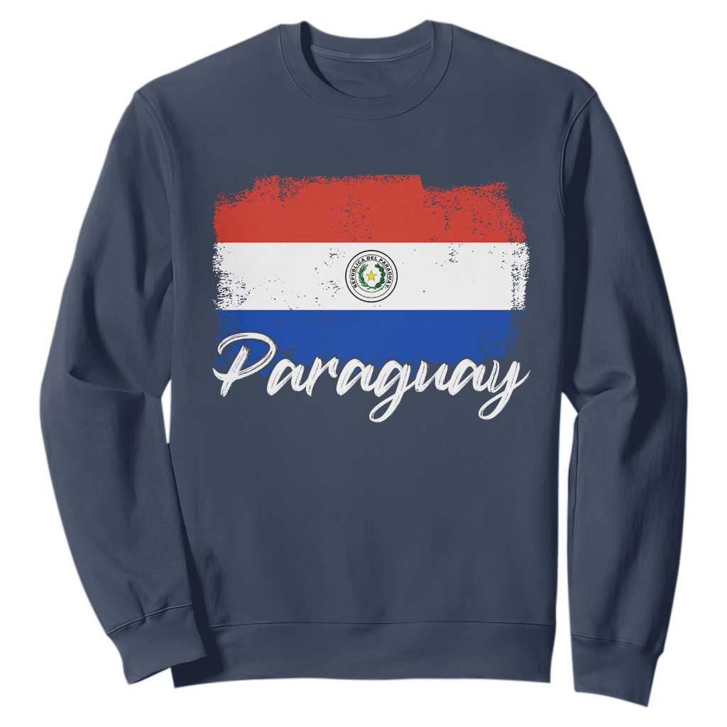 Vintage Paraguay Flag Paraguaya Heritage Pride Roots Sweatshirt TS02 Navy Print Your Wear
