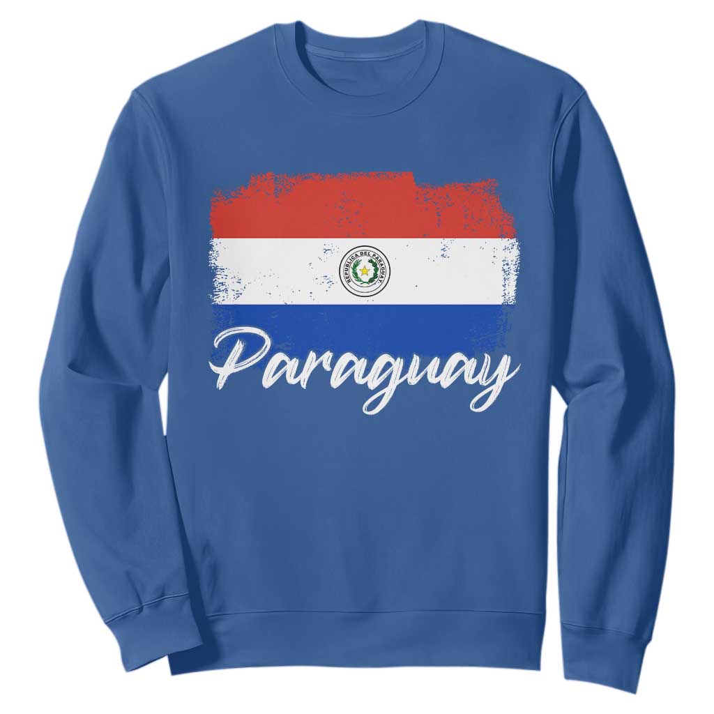 Vintage Paraguay Flag Paraguaya Heritage Pride Roots Sweatshirt TS02 Royal Blue Print Your Wear
