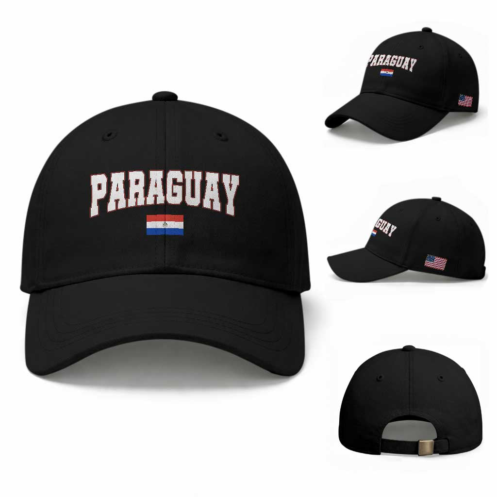 Paraguay Retro Athletic Varsity Style Baseball Cap Paraguaya Flag Country Pride Heritage TS02 Baseball Cap Universal Fit Black Print Your Wear