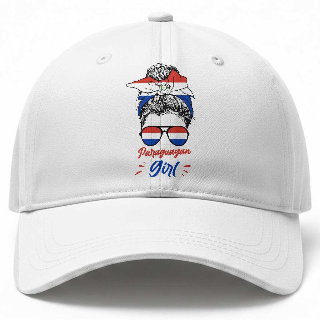 Proud Paraguayan Girl Messy Bun Bandana Aviator Sunglasses Baseball Cap Paraguay Heritage Roots HispanicLatina Pride TS02 Print Your Wear