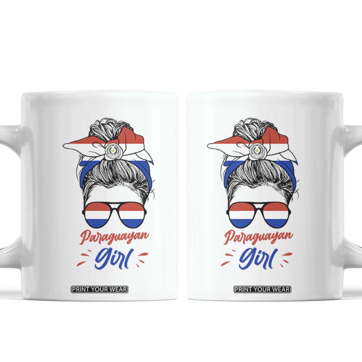 Proud Paraguayan Girl Messy Bun Bandana Aviator Sunglasses Coffee Mug Paraguay Heritage Roots HispanicLatina Pride TS02 White Print Your Wear
