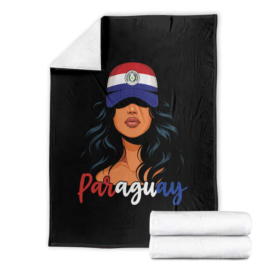 Proud Paraguayan Woman Melanin Curls Afro Latina Throw Blanket Paraguay Flag Roots Hispanic Heritage Pride TS02 Black Print Your Wear