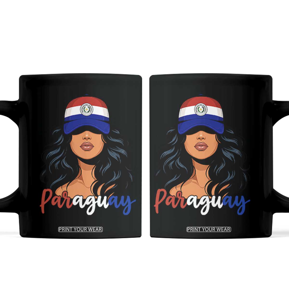 Proud Paraguayan Woman Melanin Curls Afro Latina Coffee Mug Paraguay Flag Roots Hispanic Heritage Pride TS02 Black Print Your Wear