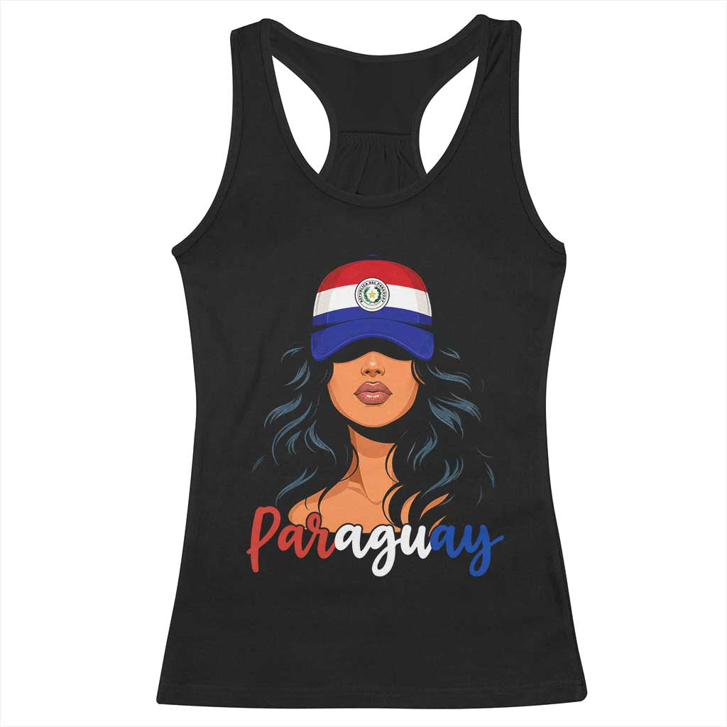 Proud Paraguayan Woman Melanin Curls Afro Latina Racerback Tank Top Paraguay Flag Roots Hispanic Heritage Pride TS02 Black Print Your Wear