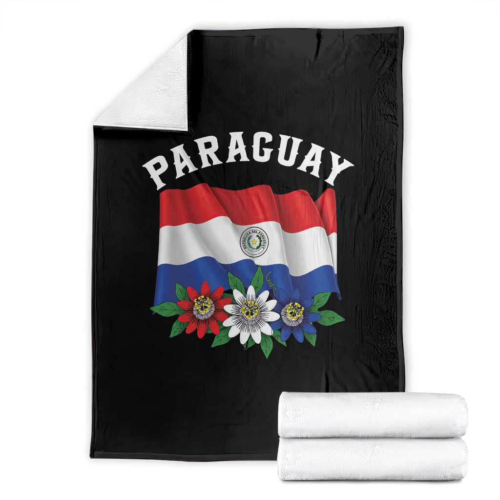 Paraguay Flag Passion Flower Mburucuya Graphic Throw Blanket Paraguaya Hispanic Latino Heritage Cultura Pride TS02 Black Print Your Wear