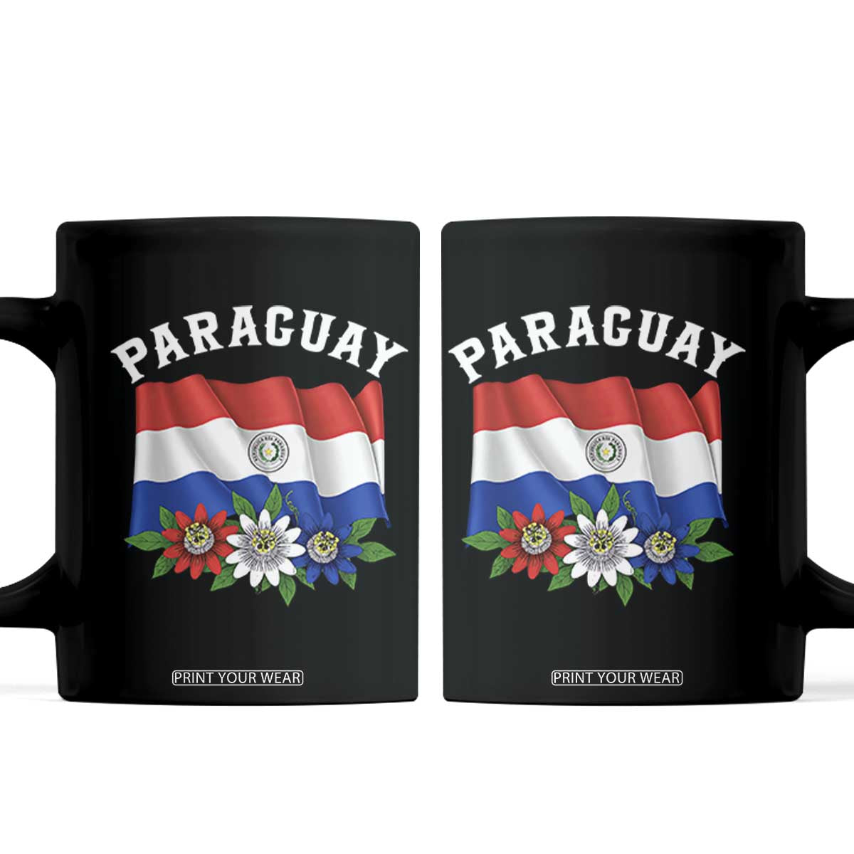 Paraguay Flag Passion Flower Mburucuya Graphic Coffee Mug Paraguaya Hispanic Latino Heritage Cultura Pride TS02 Black Print Your Wear