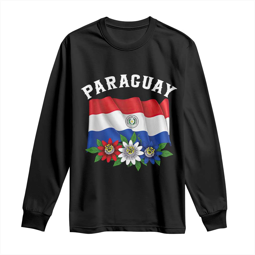 Paraguay Flag Passion Flower Mburucuya Graphic Long Sleeve Shirt Paraguaya Hispanic Latino Heritage Cultura Pride TS02 Black Print Your Wear