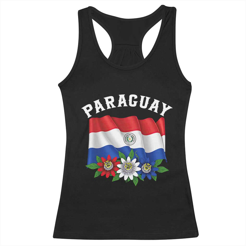 Paraguay Flag Passion Flower Mburucuya Graphic Racerback Tank Top Paraguaya Hispanic Latino Heritage Cultura Pride TS02 Black Print Your Wear