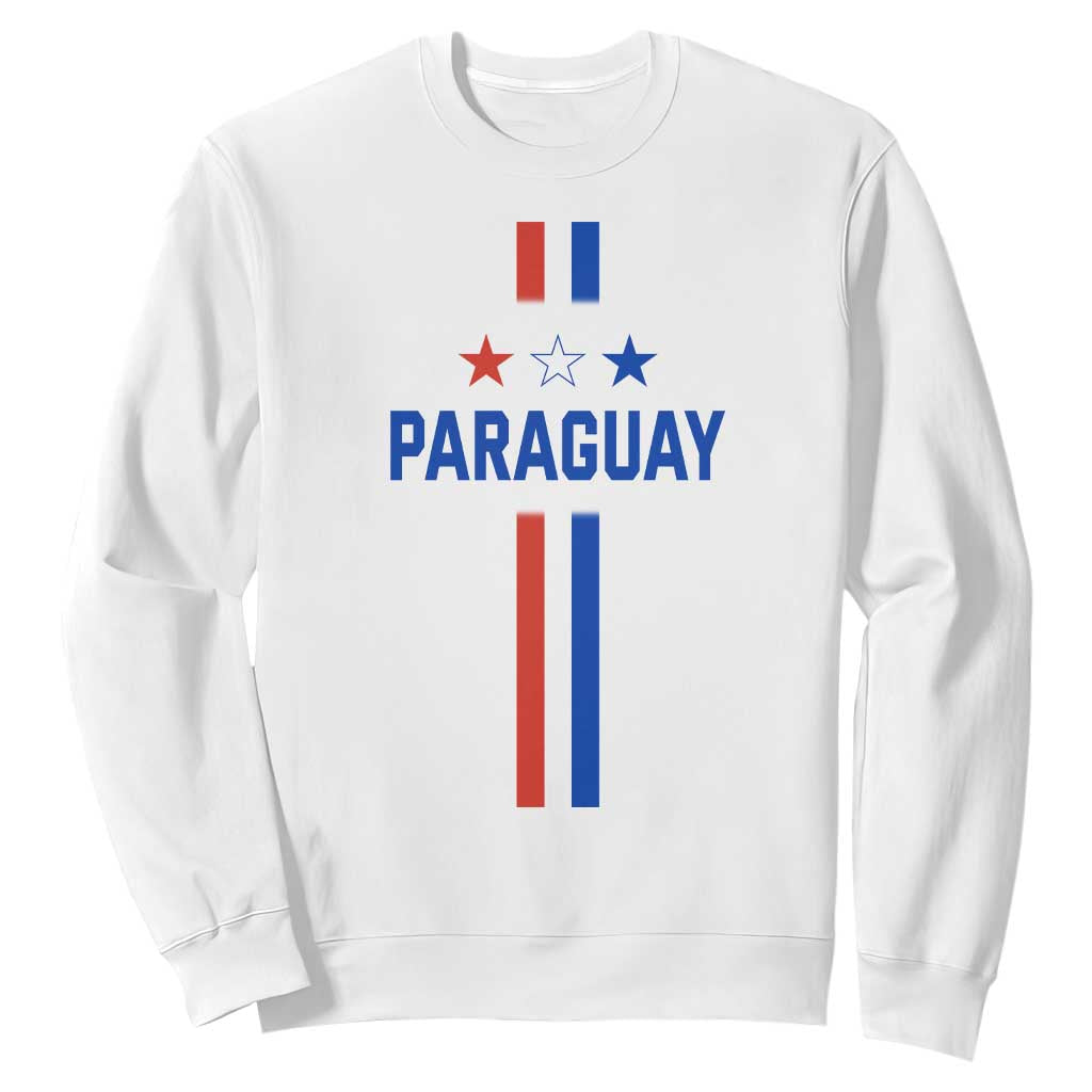 Paraguay Flag Soccer Jersey Style Graphic Sweatshirt Patriotic Paraguaya Pride Football Fans Sports Spirit TS02 White Print Your Wear