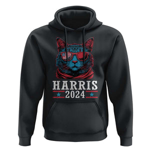 Harris 2024 Hoodie Childless Cat Lady For President American Flag TS02 Black Print Your Wear