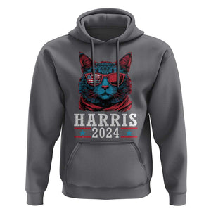 Harris 2024 Hoodie Childless Cat Lady For President American Flag TS02 Charcoal Print Your Wear