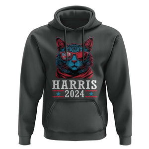 Harris 2024 Hoodie Childless Cat Lady For President American Flag TS02 Dark Heather Print Your Wear