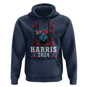 Harris 2024 Hoodie Childless Cat Lady For President American Flag TS02 Navy Print Your Wear