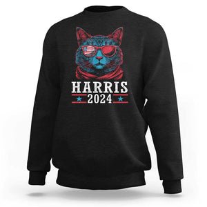 Harris 2024 Sweatshirt Childless Cat Lady For President American Flag TS02 Black Print Your Wear