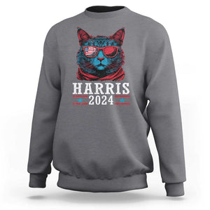 Harris 2024 Sweatshirt Childless Cat Lady For President American Flag TS02 Charcoal Print Your Wear