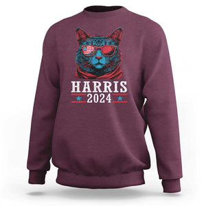 Harris 2024 Sweatshirt Childless Cat Lady For President American Flag TS02 Maroon Print Your Wear