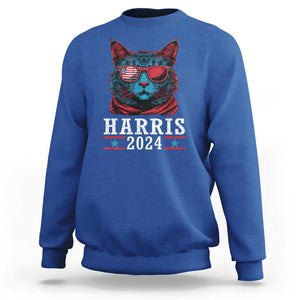 Harris 2024 Sweatshirt Childless Cat Lady For President American Flag TS02 Royal Blue Print Your Wear