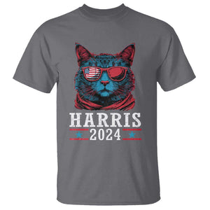 Harris 2024 T Shirt Childless Cat Lady For President American Flag TS02 Charcoal Print Your Wear