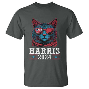 Harris 2024 T Shirt Childless Cat Lady For President American Flag TS02 Dark Heather Print Your Wear