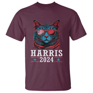 Harris 2024 T Shirt Childless Cat Lady For President American Flag TS02 Maroon Print Your Wear